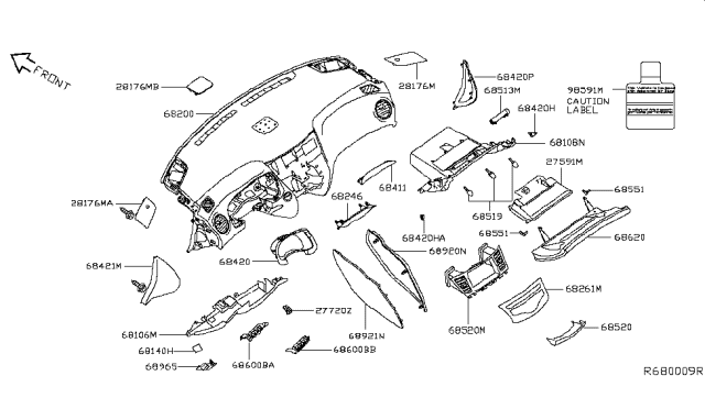 2014 Infiniti QX60 Hybrid Instrument Panel,Pad & Cluster Lid Diagram 2
