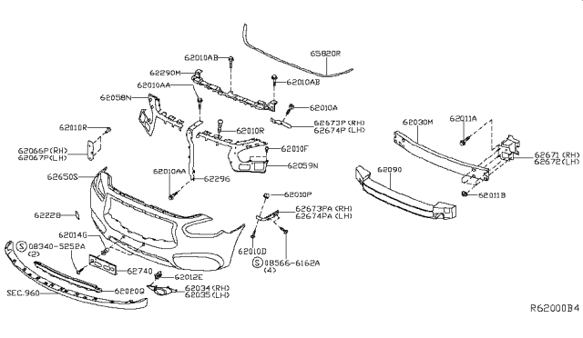 2016 Infiniti QX60 Hybrid Front Bumper Diagram 2