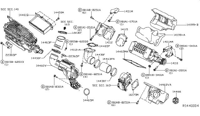 2015 Infiniti QX60 Inlet-Supercharger Diagram for 14112-3KY0A