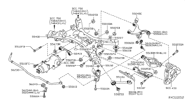 2015 Infiniti QX60 Nut Diagram for 40262-JA00A