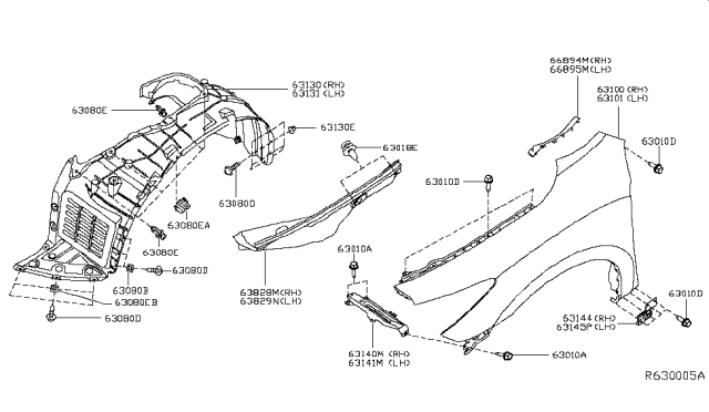 2016 Infiniti QX60 Hybrid Front Fender & Fitting Diagram 2