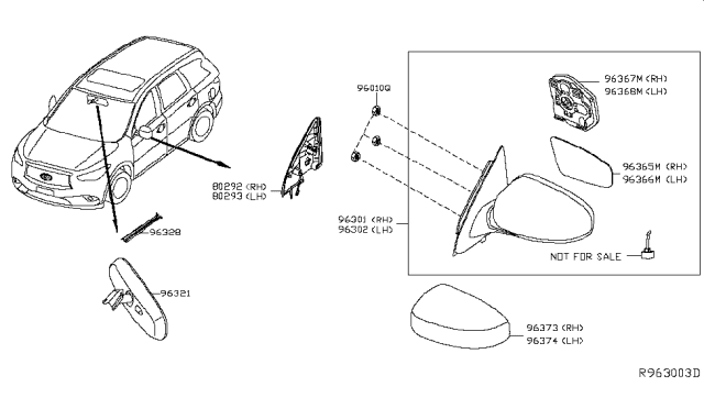 2017 Infiniti QX60 Hybrid Rear View Mirror Diagram 1