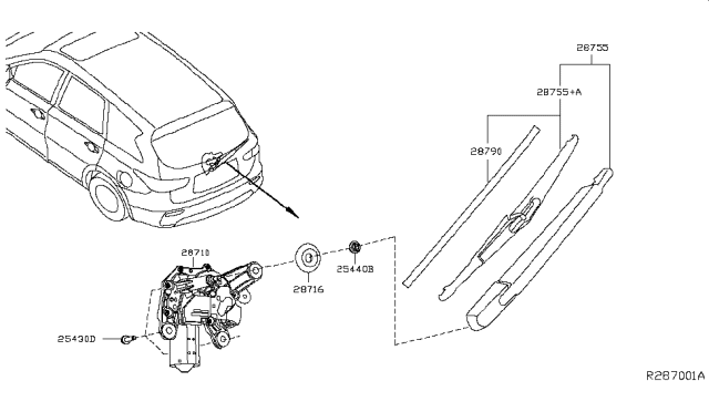 2017 Infiniti QX60 Hybrid Rear Window Wiper Diagram