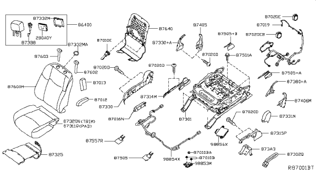 2017 Infiniti QX60 Hybrid Front Seat Diagram 3