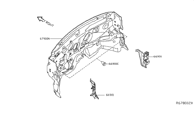 2015 Infiniti QX60 Hybrid Dash Trimming & Fitting Diagram