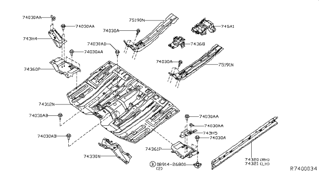 2017 Infiniti QX60 Hybrid Floor Panel Diagram 1