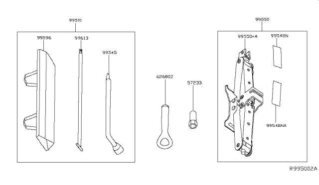 2015 Infiniti QX60 Wrench-Wheel Nut Diagram for 99545-8B400