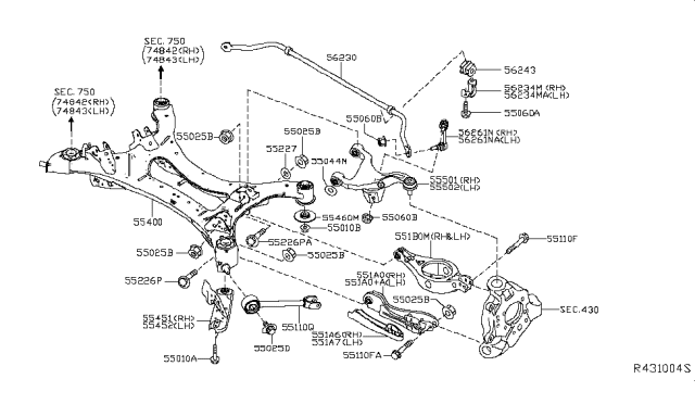 2017 Infiniti QX60 Hybrid Rear Suspension Diagram 4