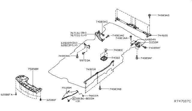 2014 Infiniti QX60 Support - WHEELHOUSE Member, RH Diagram for 76714-3JV0A