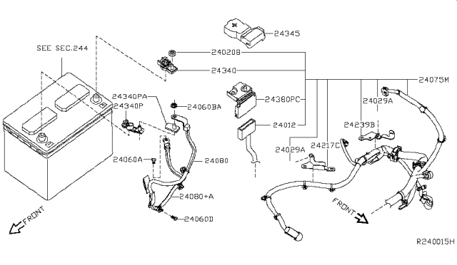 2017 Infiniti QX60 Harness Assy-Engine Room Diagram for 24012-9NE0E