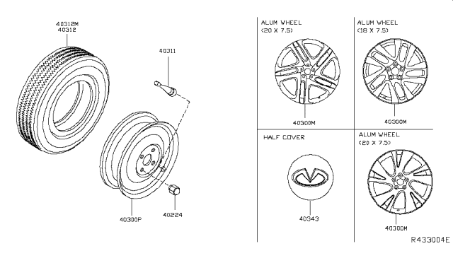 2015 Infiniti QX60 Hybrid Road Wheel & Tire Diagram 1