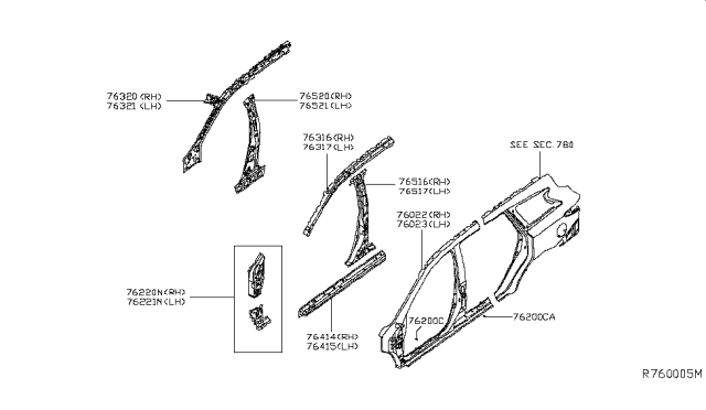 2015 Infiniti QX60 Body-Side Outer, RH Diagram for 76032-3JA0A