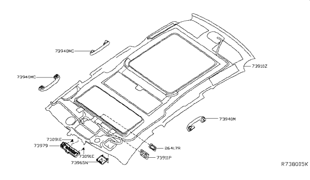 2014 Infiniti QX60 Roof Trimming Diagram