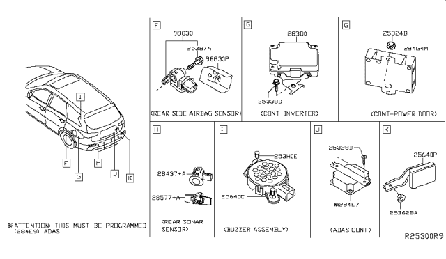 2016 Infiniti QX60 Adas Controller Assembly Diagram for 284E7-9NB1A