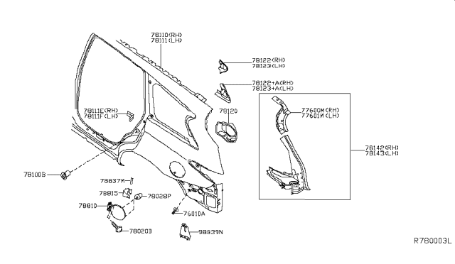 2015 Infiniti QX60 Hybrid Rear Fender & Fitting Diagram 2