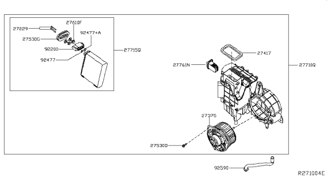 2014 Infiniti QX60 Evaporator Assy-Cooler Diagram for 27410-3JV0A
