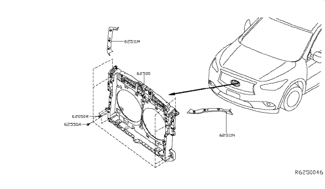 2016 Infiniti QX60 Front Apron & Radiator Core Support Diagram