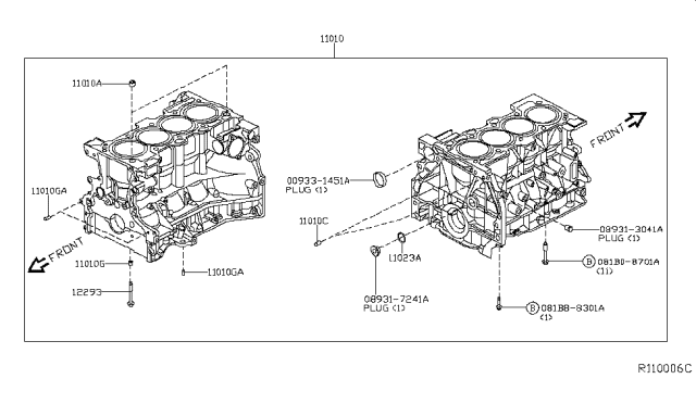 2014 Infiniti QX60 Pin-Cylinder Block Diagram for 11053-V0700