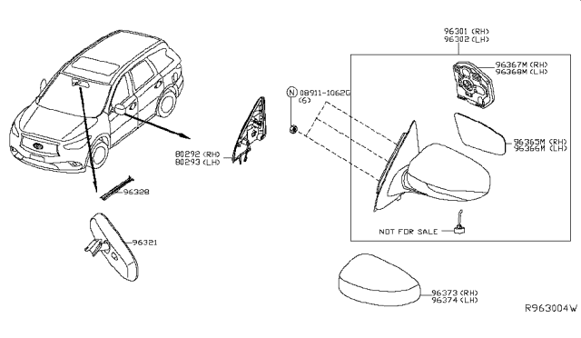 2017 Infiniti QX60 Hybrid Rear View Mirror Diagram 2