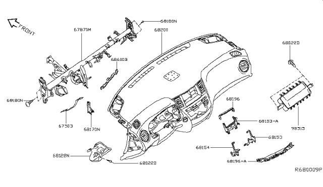 2014 Infiniti QX60 Hybrid Instrument Panel,Pad & Cluster Lid Diagram 1