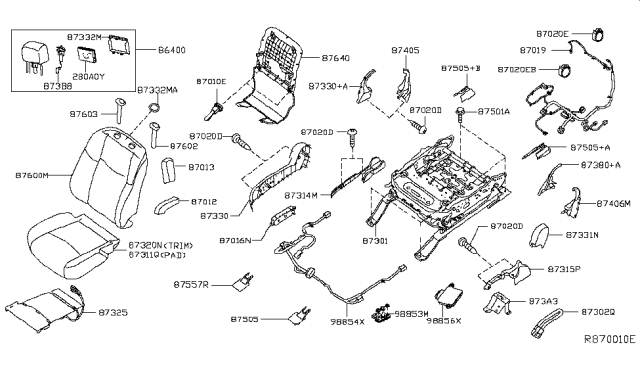 2017 Infiniti QX60 Hybrid Front Seat Diagram 2