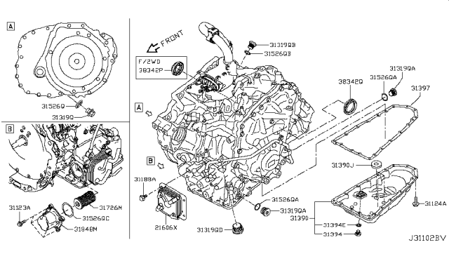 2014 Infiniti QX60 Torque Converter,Housing & Case Diagram 2