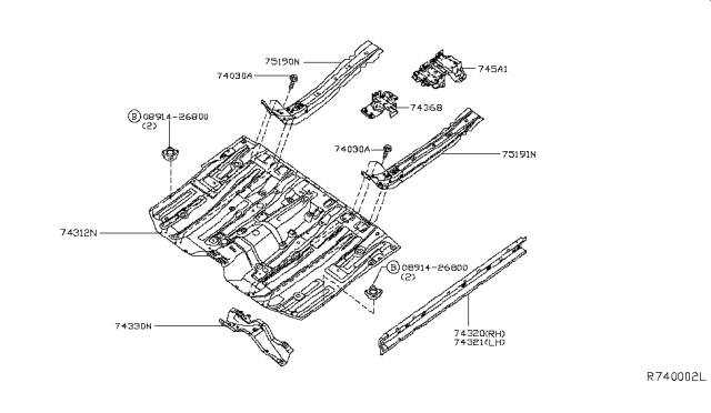 2015 Infiniti QX60 Hybrid Floor Panel Diagram 1