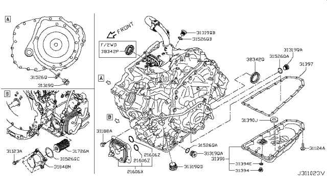2014 Infiniti QX60 Hybrid Torque Converter,Housing & Case Diagram 1