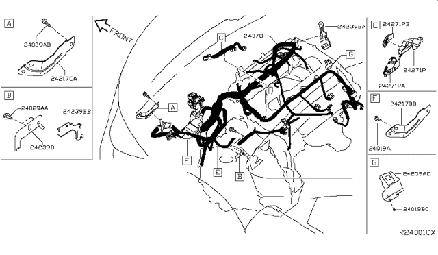 2017 Infiniti QX60 Bracket-Engine Harness Diagram for 24239-3JV1A