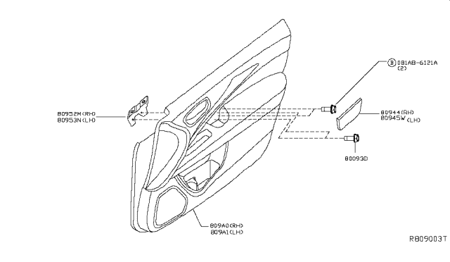 2015 Infiniti QX60 Hybrid Front Door Trimming Diagram