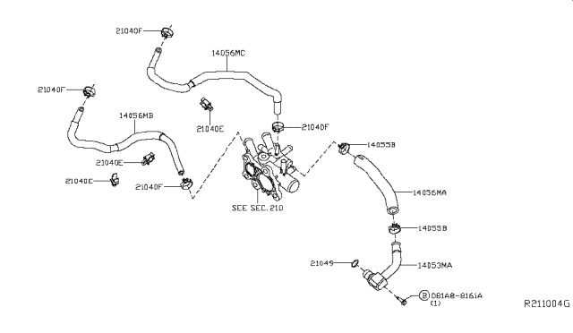 2014 Infiniti QX60 Hose-Water Diagram for 14056-3KY0A