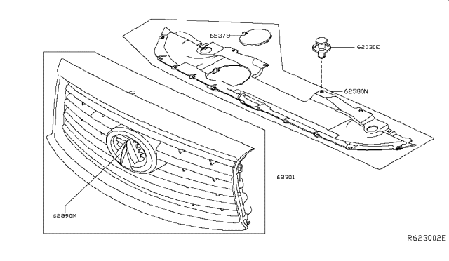2015 Infiniti QX60 Hybrid Front Grille Diagram