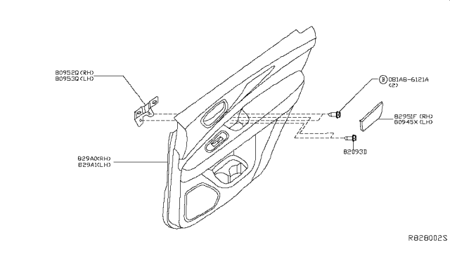2017 Infiniti QX60 Hybrid Rear Door Trimming Diagram
