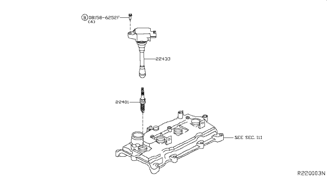 2014 Infiniti QX60 Ignition Coil Assembly Diagram for 22448-1KT1A