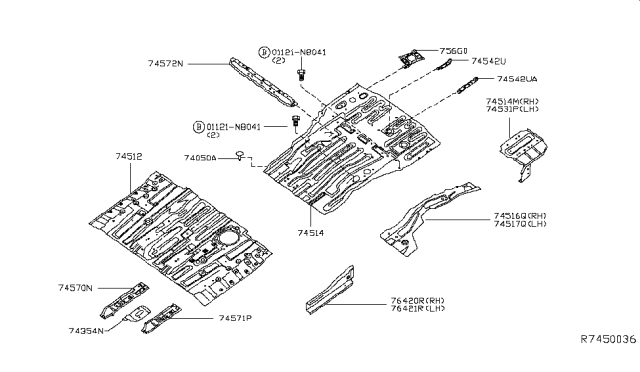 2015 Infiniti QX60 Hybrid Floor Panel (Rear) Diagram