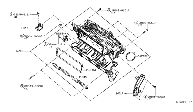 2014 Infiniti QX60 Gasket-Manifold To Cylinder Head Diagram for 14035-3TA0B