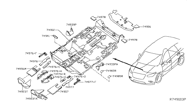 2016 Infiniti QX60 Floor Trimming Diagram