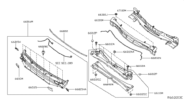 2014 Infiniti QX60 Hybrid Cowl Top & Fitting Diagram 1