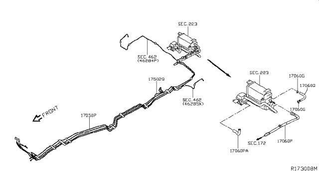 2017 Infiniti QX60 Tube-Ventilation,Fuel Piping Diagram for 17338-3JV0A