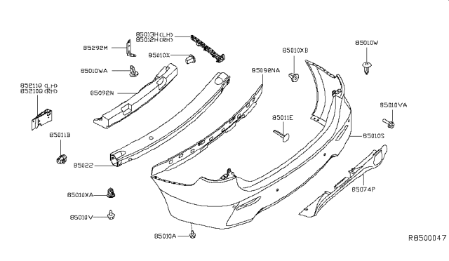 2014 Infiniti QX60 Hybrid Rear Bumper Diagram 1