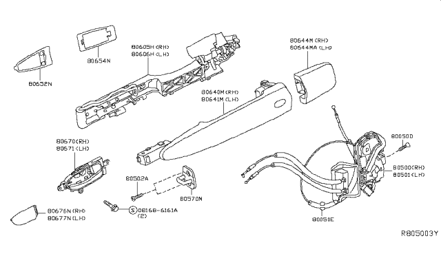 2017 Infiniti QX60 Front Door Lock & Handle Diagram