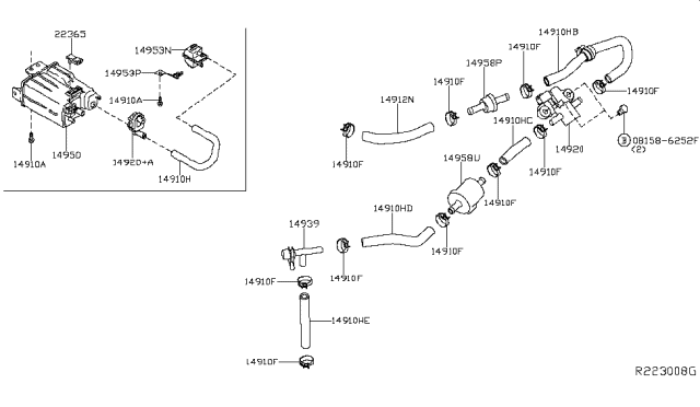 2016 Infiniti QX60 Hybrid Engine Control Vacuum Piping Diagram 2