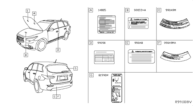 2017 Infiniti QX60 Label-Emission Control Information Diagram for 14805-6KA1A