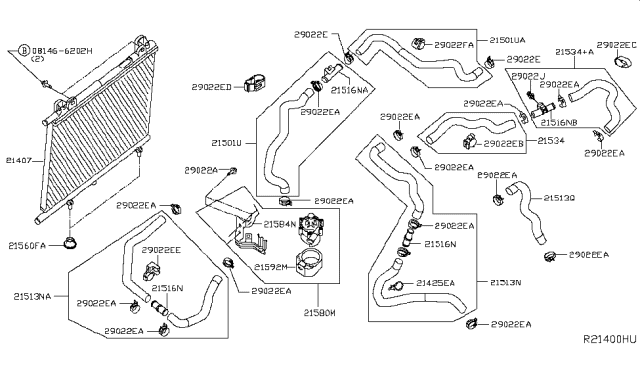 2017 Infiniti QX60 Connector-Sub Cooling Diagram for 21516-3JV1A