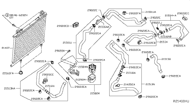 2014 Infiniti QX60 Radiator,Shroud & Inverter Cooling Diagram 3