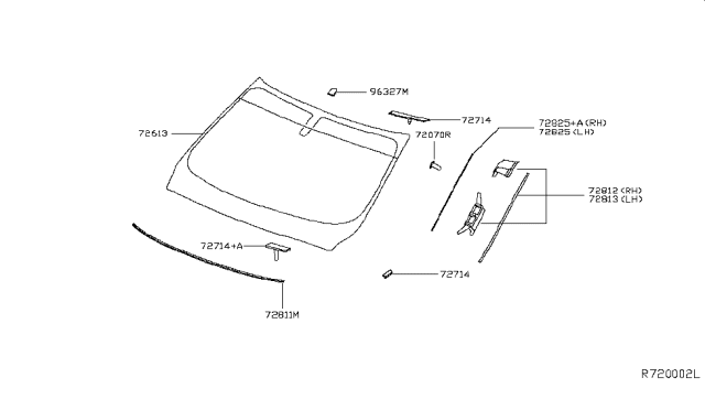 2017 Infiniti QX60 Hybrid Front Windshield Diagram 1