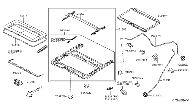2017 Infiniti QX60 Hybrid Sun Roof Parts Diagram 2