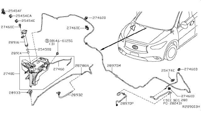 2015 Infiniti QX60 Tube Assembly - Back Window Washer Diagram for 28975-9NA1A