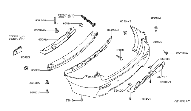 2017 Infiniti QX60 Hybrid Rear Bumper Diagram 1