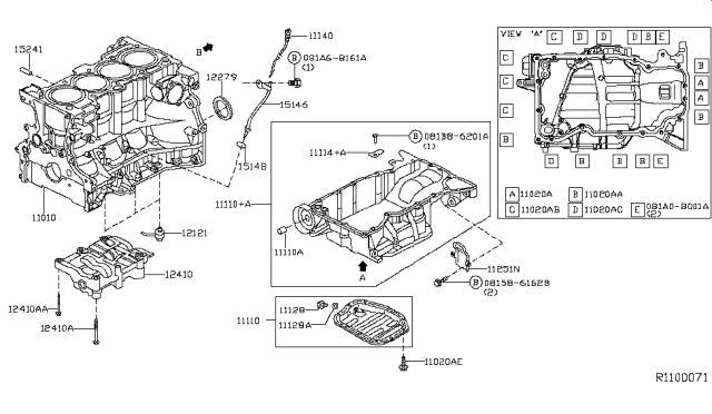 2014 Infiniti QX60 Hybrid Cylinder Block & Oil Pan Diagram 2